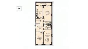 3-к квартира, строящийся дом, 97м2, 12/25 этаж