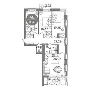 4-к квартира, вторичка, 114м2, 4/9 этаж