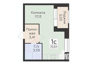 Студия квартира, строящийся дом, 26м2, 2/12 этаж