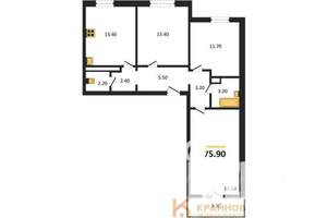 3-к квартира, вторичка, 76м2, 1/17 этаж