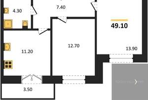 2-к квартира, вторичка, 49м2, 8/15 этаж