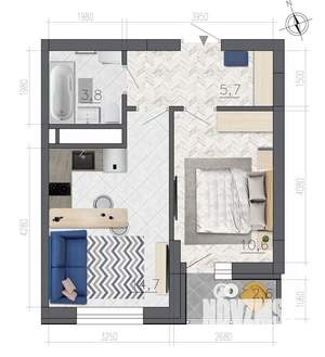 1-к квартира, вторичка, 36м2, 15/21 этаж