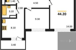 2-к квартира, вторичка, 44м2, 2/16 этаж