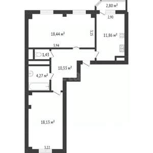 2-к квартира, вторичка, 63м2, 11/17 этаж