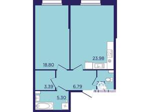 1-к квартира, вторичка, 61м2, 1/18 этаж