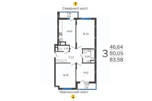 3-к квартира, вторичка, 84м2, 7/15 этаж