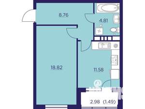 1-к квартира, вторичка, 45м2, 16/18 этаж