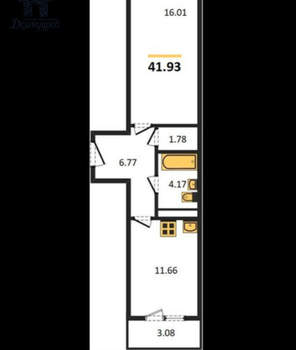 1-к квартира, вторичка, 42м2, 14/18 этаж