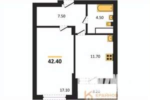 1-к квартира, вторичка, 42м2, 2/13 этаж