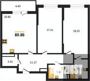 2-к квартира, вторичка, 82м2, 16/22 этаж