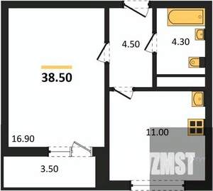 1-к квартира, вторичка, 39м2, 13/20 этаж