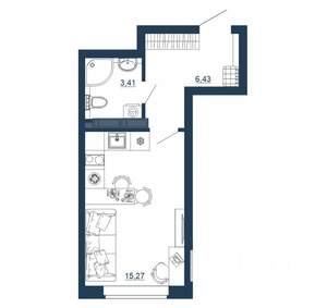Студия квартира, вторичка, 25м2, 12/18 этаж