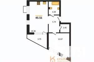 1-к квартира, вторичка, 46м2, 13/21 этаж