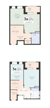 2-к квартира, вторичка, 81м2, 24/24 этаж
