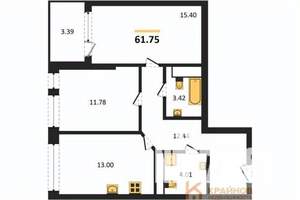 2-к квартира, сданный дом, 62м2, 2/21 этаж