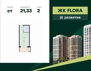 Студия квартира, вторичка, 21м2, 2/17 этаж