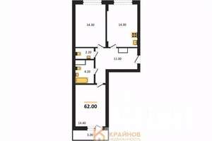 2-к квартира, вторичка, 62м2, 2/13 этаж