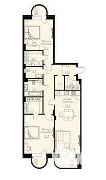 3-к квартира, вторичка, 107м2, 2/5 этаж