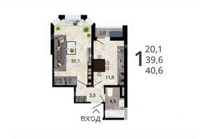 1-к квартира, строящийся дом, 41м2, 9/15 этаж