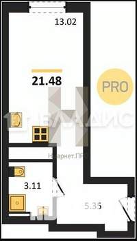 Студия квартира, вторичка, 21м2, 13/27 этаж