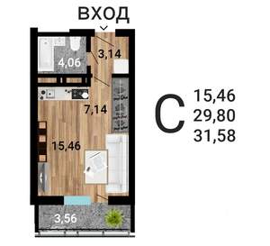 Студия квартира, строящийся дом, 33м2, 8/25 этаж