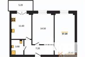 2-к квартира, вторичка, 57м2, 8/15 этаж