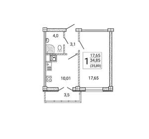1-к квартира, вторичка, 36м2, 3/15 этаж