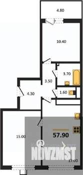 2-к квартира, вторичка, 58м2, 6/17 этаж