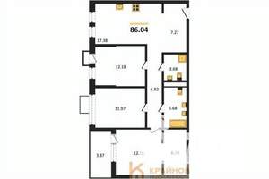3-к квартира, вторичка, 86м2, 12/21 этаж