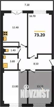 3-к квартира, вторичка, 73м2, 7/15 этаж
