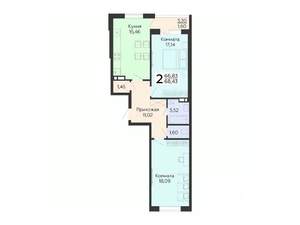 2-к квартира, вторичка, 68м2, 11/18 этаж
