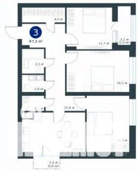 3-к квартира, строящийся дом, 88м2, 10/25 этаж