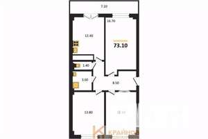 3-к квартира, вторичка, 73м2, 8/15 этаж