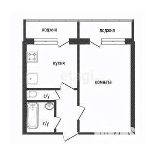 1-к квартира, вторичка, 38м2, 14/16 этаж