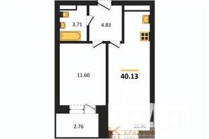 1-к квартира, вторичка, 40м2, 15/28 этаж