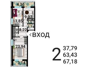 2-к квартира, вторичка, 69м2, 9/31 этаж