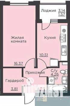 1-к квартира, вторичка, 41м2, 2/18 этаж