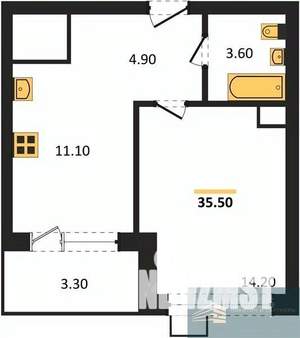 1-к квартира, вторичка, 35м2, 9/11 этаж