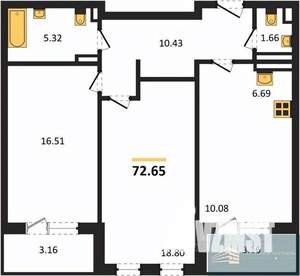 2-к квартира, вторичка, 73м2, 13/24 этаж