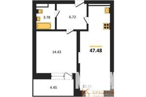 1-к квартира, вторичка, 47м2, 12/28 этаж