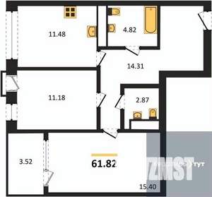 2-к квартира, вторичка, 62м2, 15/21 этаж