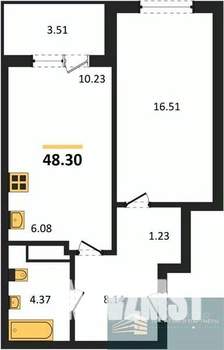 1-к квартира, вторичка, 48м2, 15/18 этаж