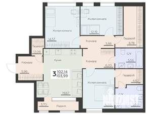 3-к квартира, вторичка, 104м2, 12/14 этаж