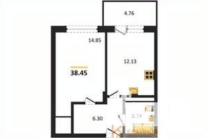 1-к квартира, вторичка, 38м2, 9/18 этаж