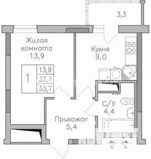 1-к квартира, вторичка, 34м2, 12/25 этаж