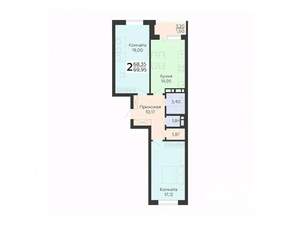 2-к квартира, вторичка, 70м2, 4/18 этаж