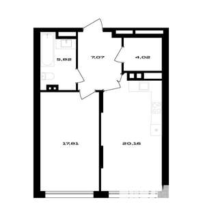 1-к квартира, вторичка, 55м2, 3/4 этаж