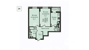 2-к квартира, вторичка, 65м2, 21/25 этаж