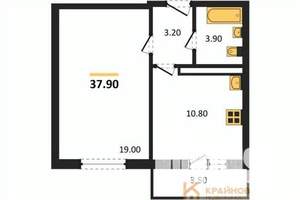 1-к квартира, вторичка, 38м2, 9/17 этаж