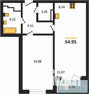 1-к квартира, вторичка, 55м2, 3/24 этаж